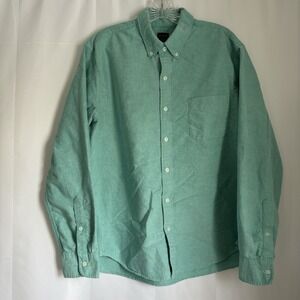 J.CREW Men's Large Pastel Green Long Sleeve Cotton Oxford Shirt Slim Fit